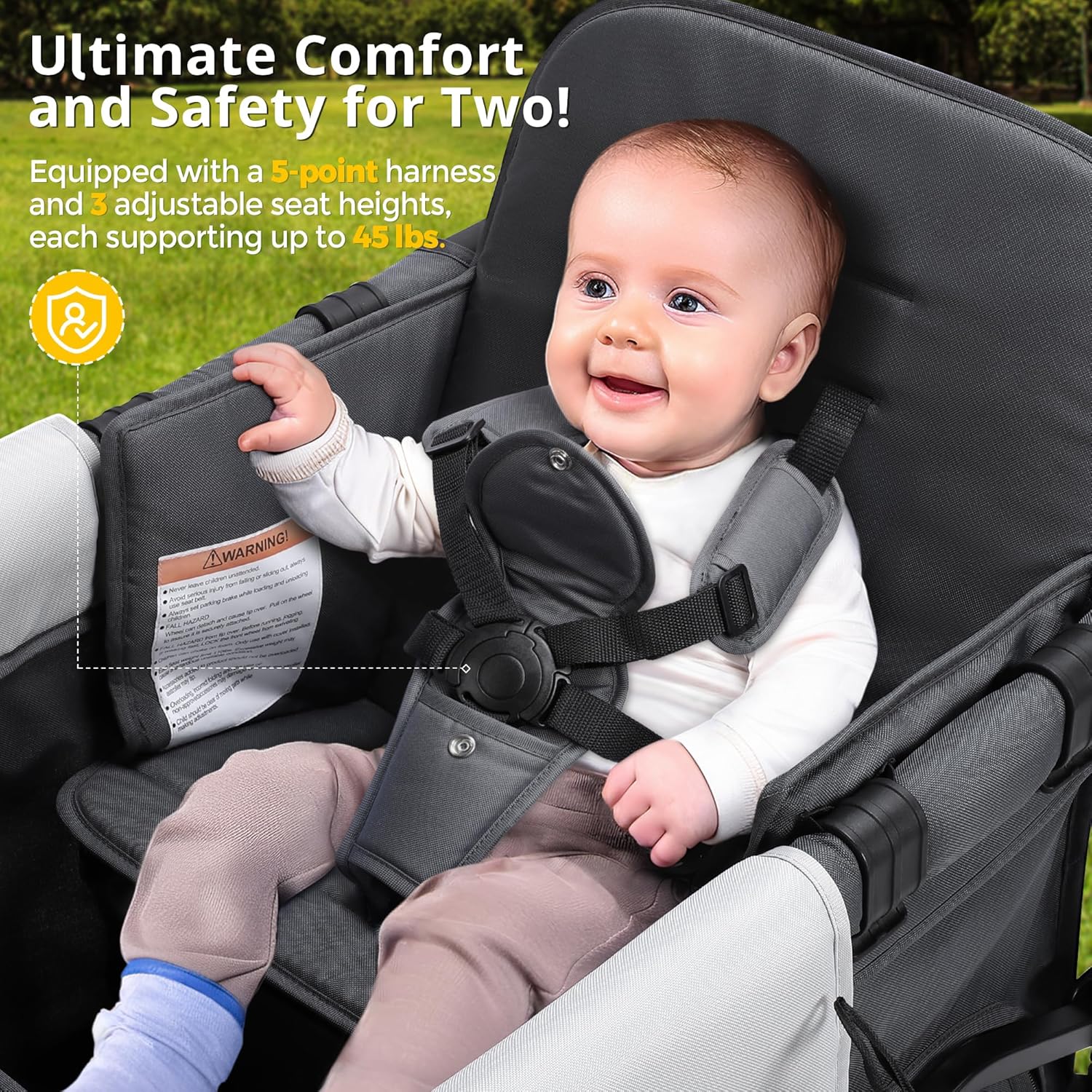 Stroller Wagon for Kids Wagon Stroller Toddlers 2 Seaters All-Terrain Baby Wagon Outdoor wourant