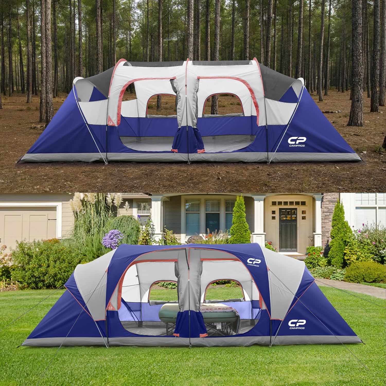 CAMPROS CP Tent 12-Person-Camping-Tents 3 Room Family Tents Waterproof Family Tent wourant