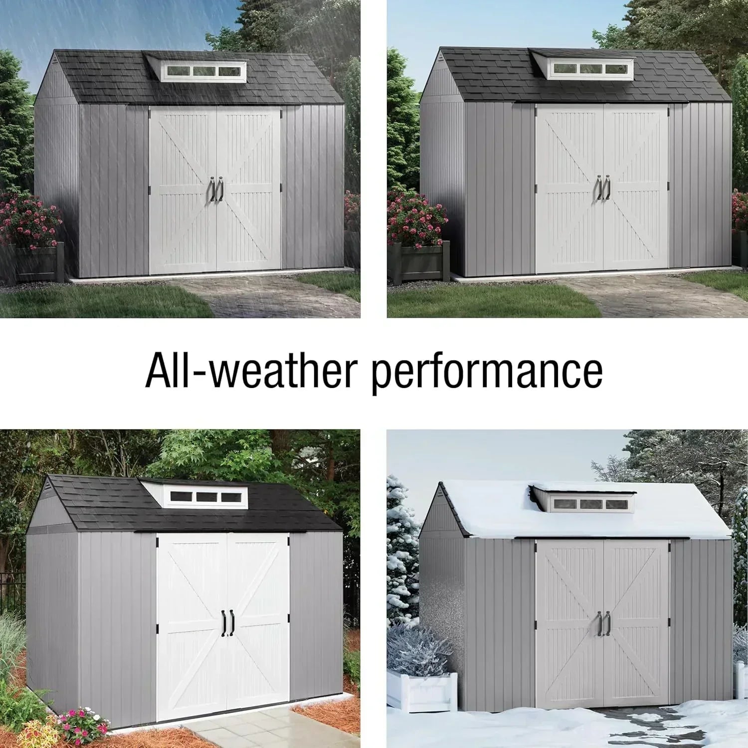 Rubbermaid Resin Outdoor Storage Shed With Floor Weather Resistant Gray Organization for Home wourant