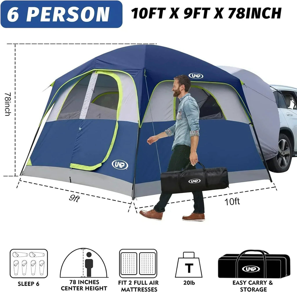 SUV Tent for Camping 6-Person SUV Tailgate Tent Easy Set Up with Rainfly 10'x9'x78in wourant