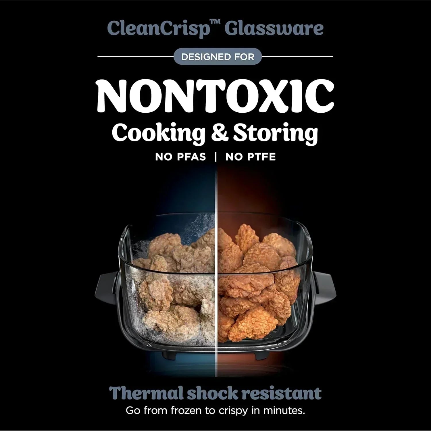 Ninja Crispi 4 in 1 Portable Glass Air Fryer Cooking System 4QT 6 Cup TempWare Glass Containers wourant