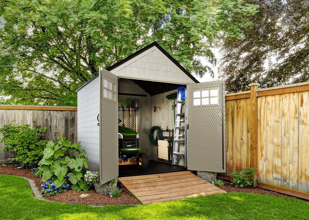 Rubbermaid Resin Outdoor Storage Shed With Floor Weather Resistant Gray Organization for Home wourant
