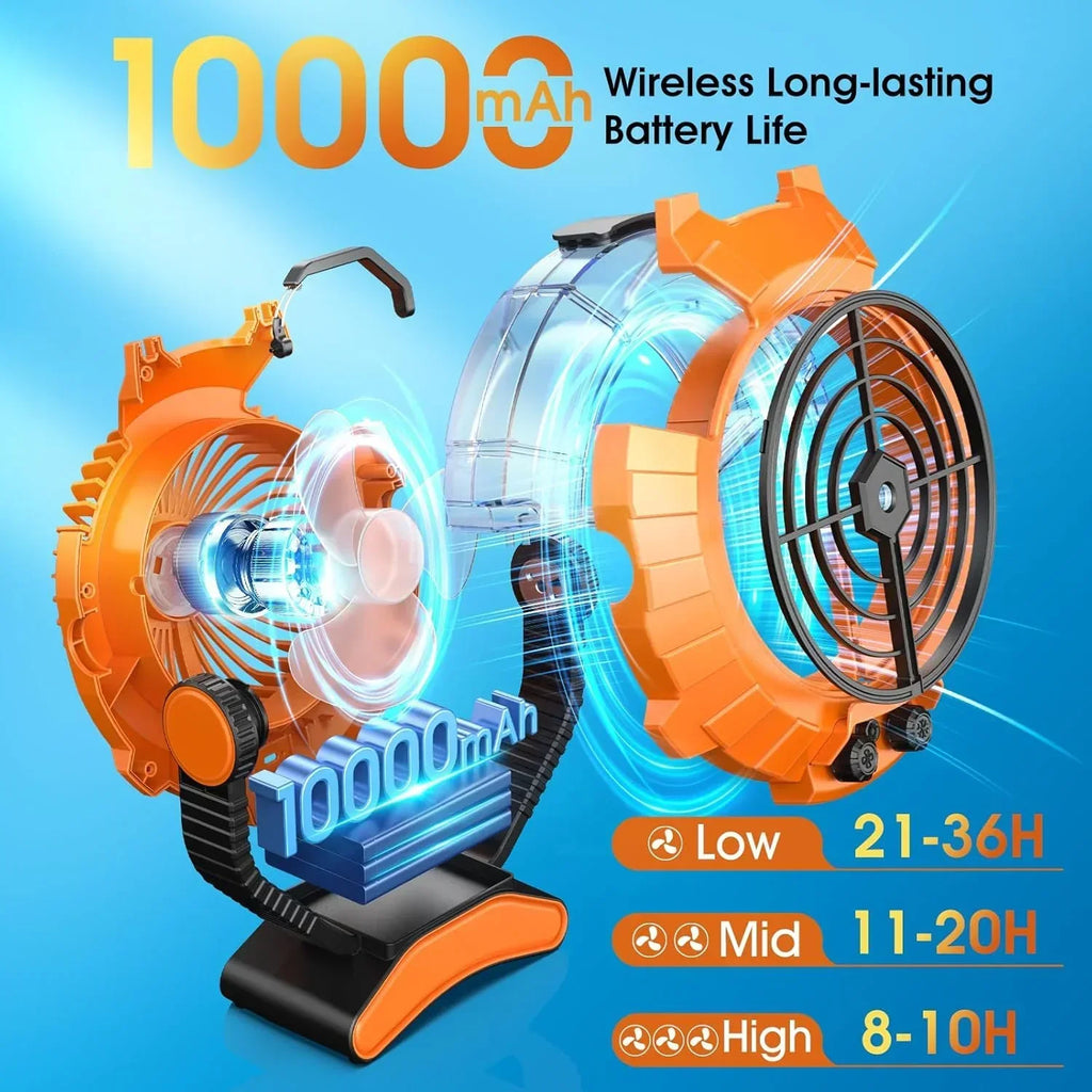 JYew Portable Air Conditioners Misting Fan With 10000mAh Rechargeable Battery Operated Fan wourant