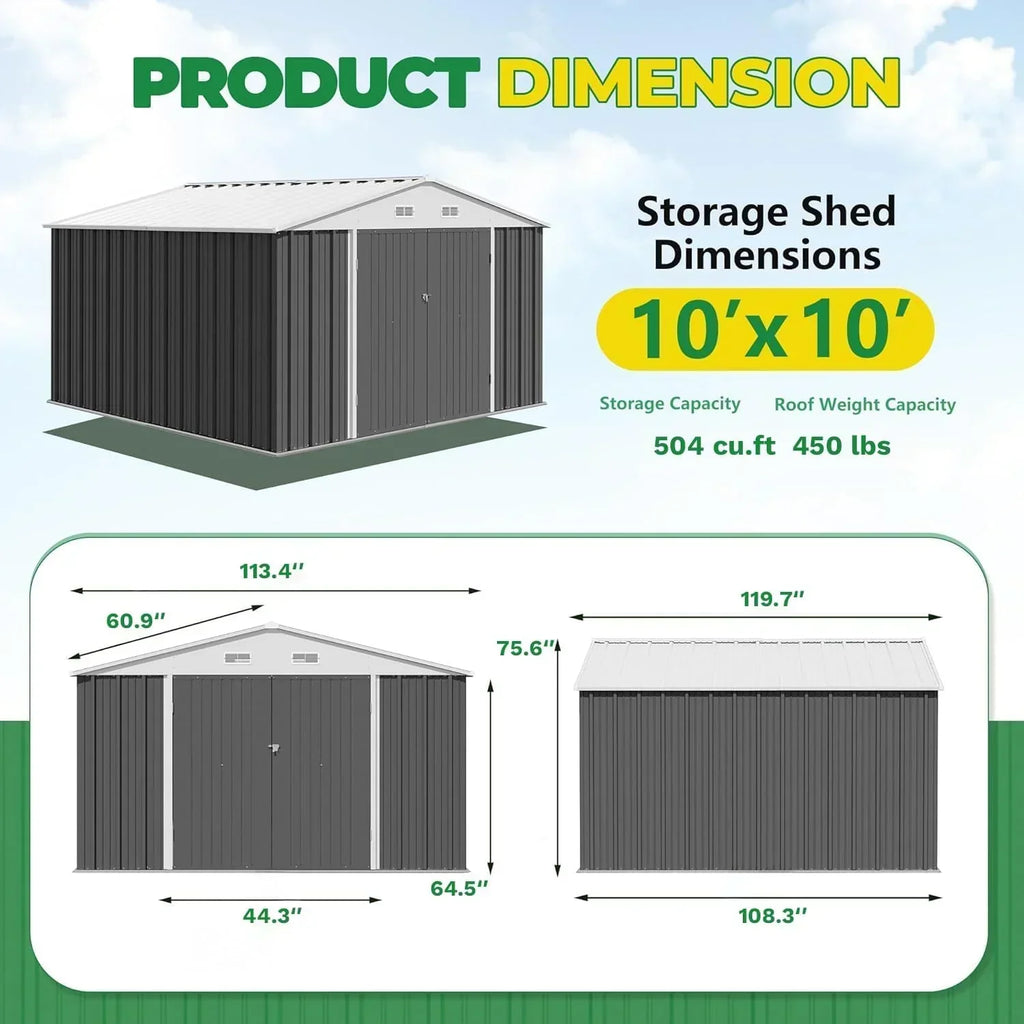 Devoko Outdoor Storage Shed Lockable Metal Garden Shed Steel Anti-Corrosion Storage House wourant