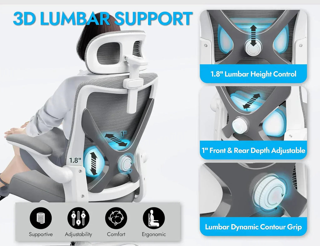 Office computer desk and chair gaming chair with lumbar support and headrest wourant