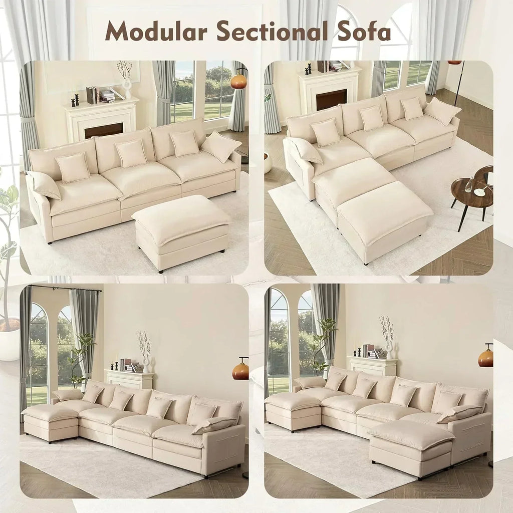 108 Inch U Shape Sofa Sectional Sofa Comfortable Cloud Sofa Living Room Deep Seat Sofa wourant