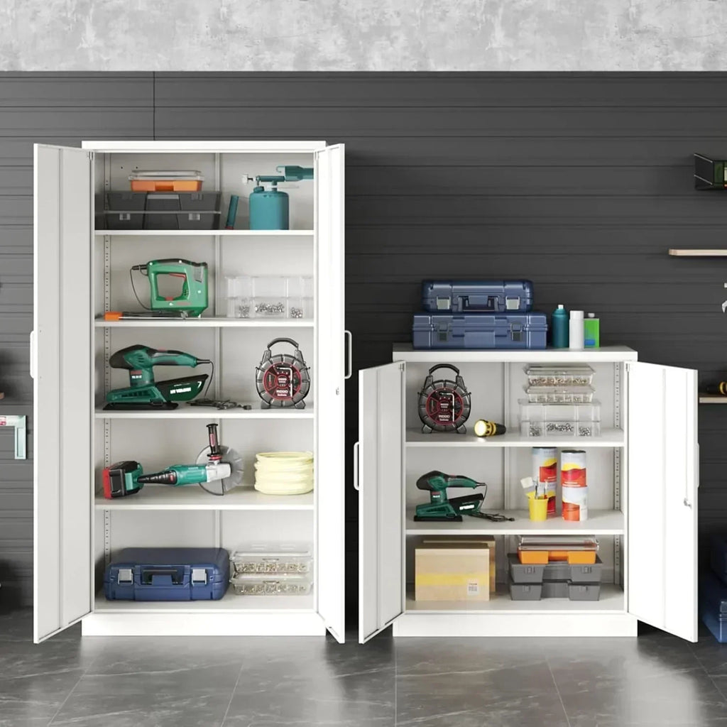 Metal Storage Cabinet with 2 Doors and 6 Shelves Black Metal Cabinet Garage Storage Cabinet wourant