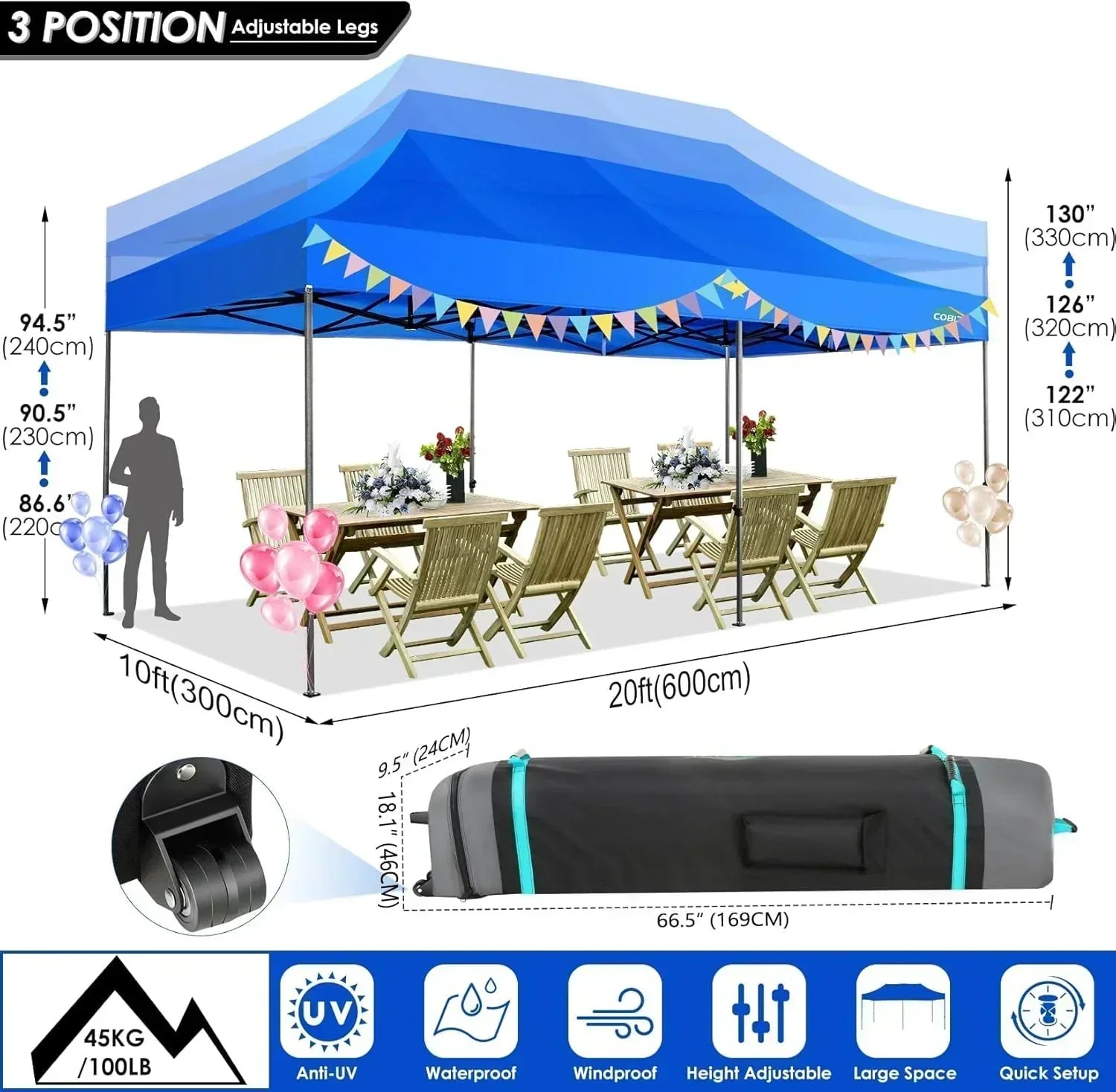 COBIZI 10x20 Heavy Duty Pop up Canopy Tent 6 sidewalls Commercial Canopy Wedding Party Tents wourant