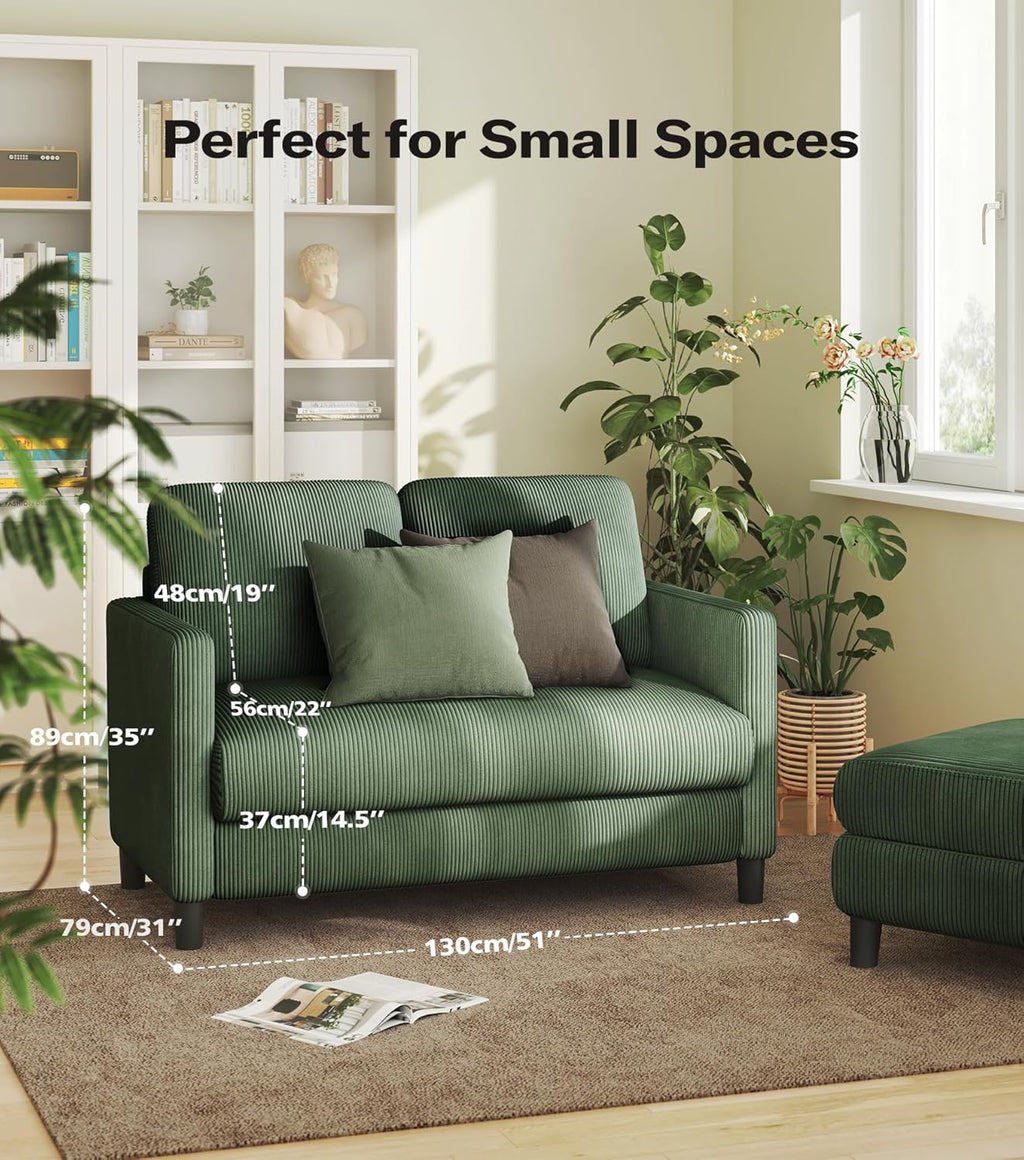 Loveseat Sofa 51" Love Seat Comfy Corduroy Small Loveseat Tool-Free Setup Couch wourant