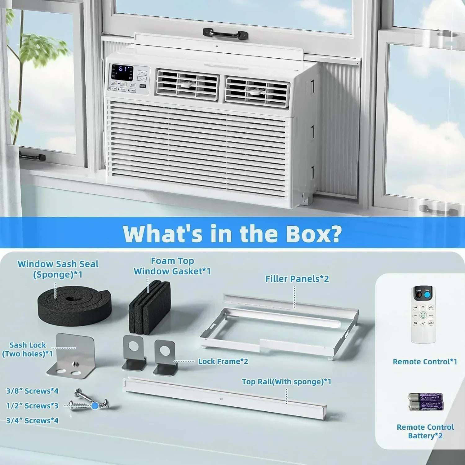 Antarctic Star 12,000 BTU U-Shaped Window Air Conditioner Unit Cools up to 550 Sq.Ft. with 6 Modes wourant