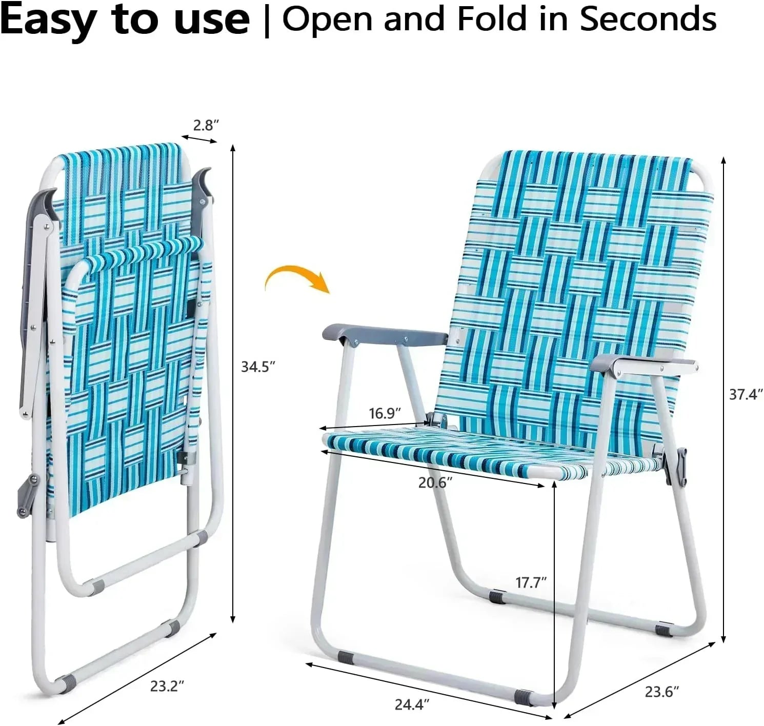 VINGLI Patio Lawn Webbed Folding Chairs Set of 2 Outdoor Beach Portable Lawn Chair wourant