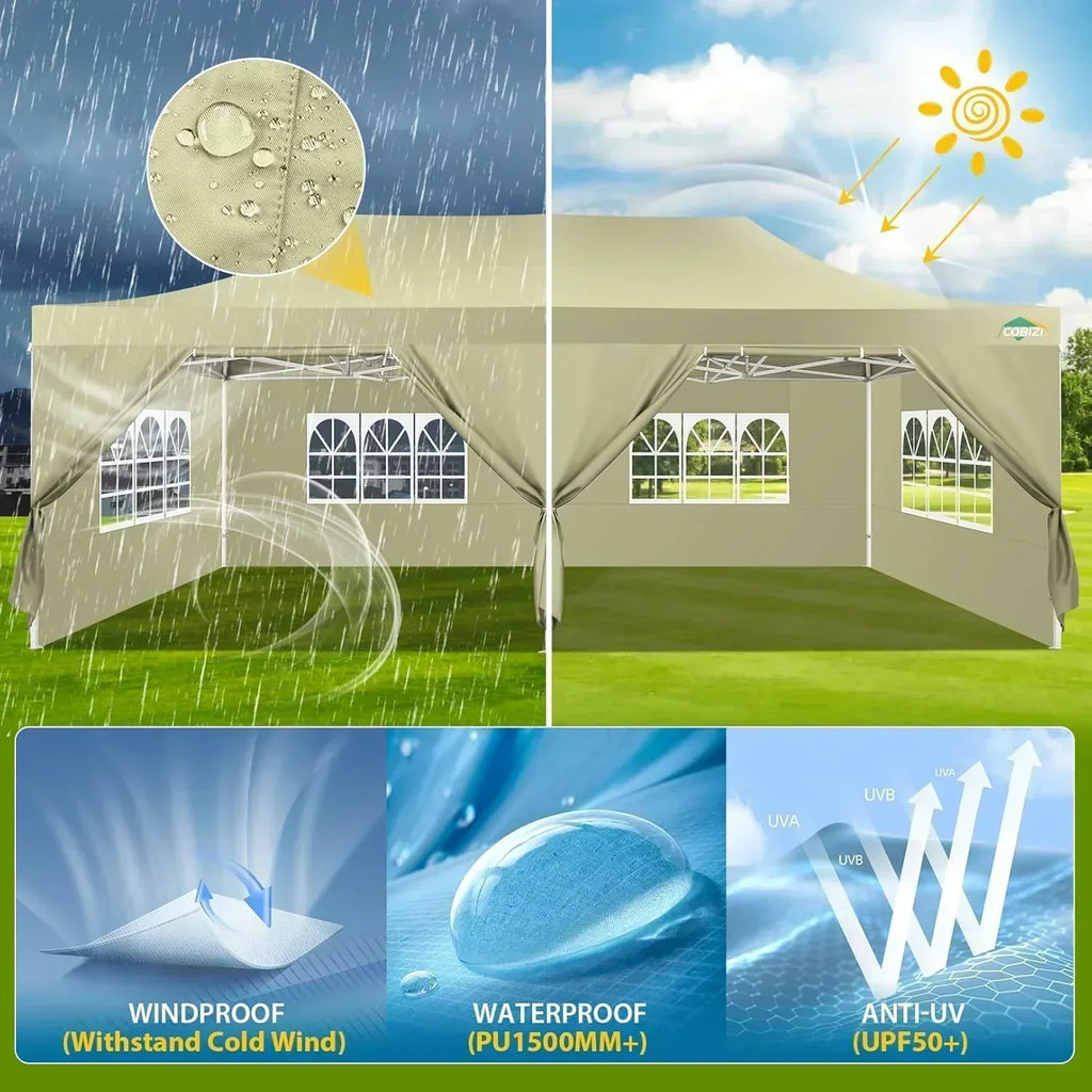 COBIZI 10x20 Heavy Duty Pop up Canopy Tent 6 sidewalls Commercial Canopy Wedding Party Tents wourant