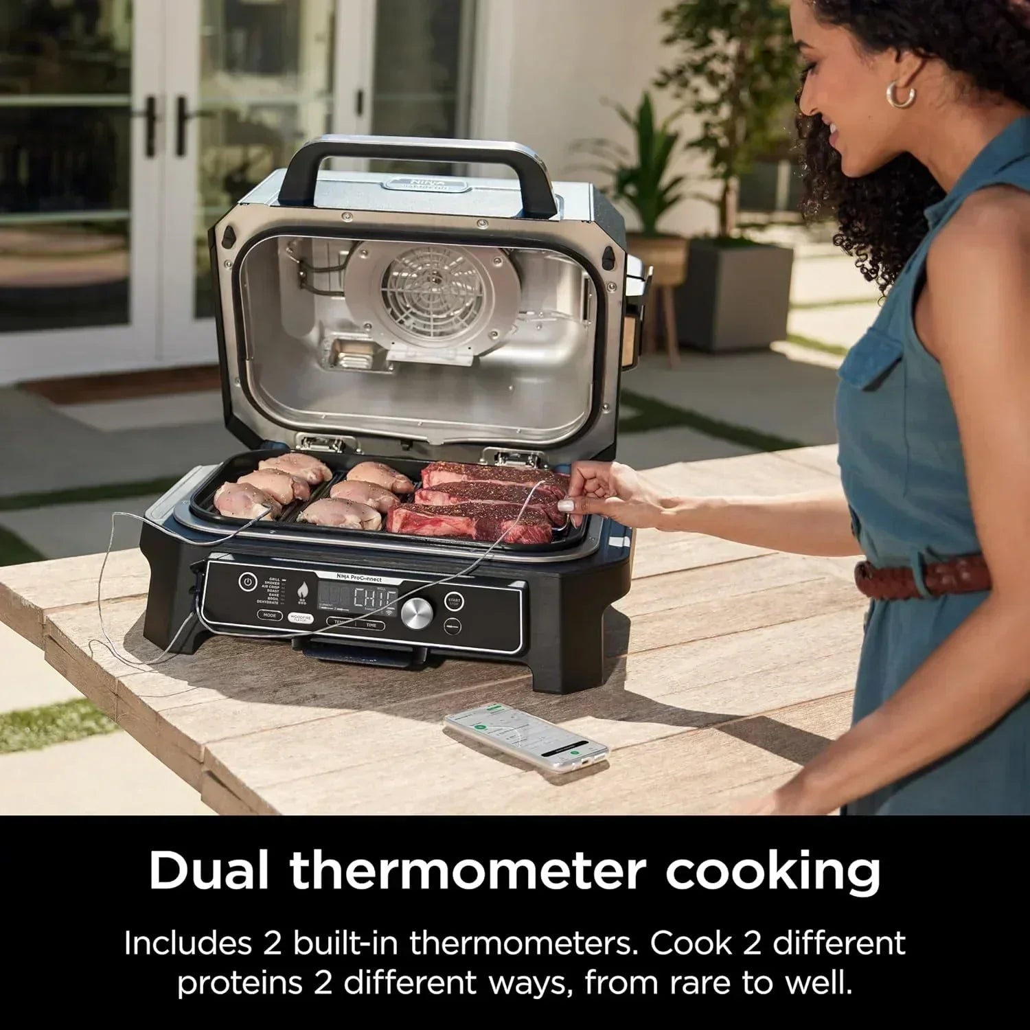 Ninja Woodfire Pro XL Outdoor Grill Smoker Thermometer 4-in-1 Master Grill BBQ Smoker Outdoor Air Fryer wourant