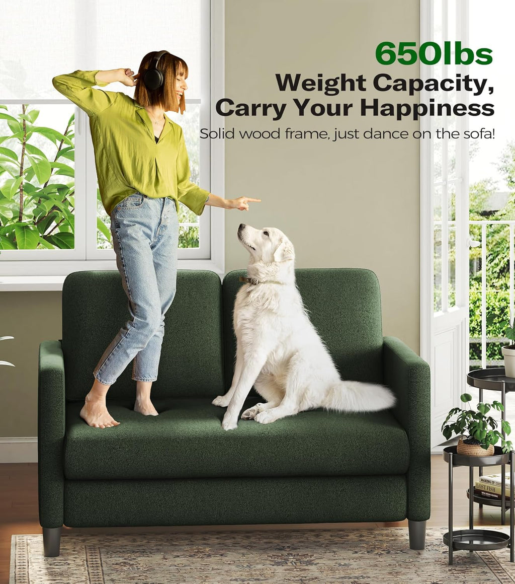 Loveseat Sofa 51" Love Seat Comfy Corduroy Small Loveseat Tool-Free Setup Couch wourant
