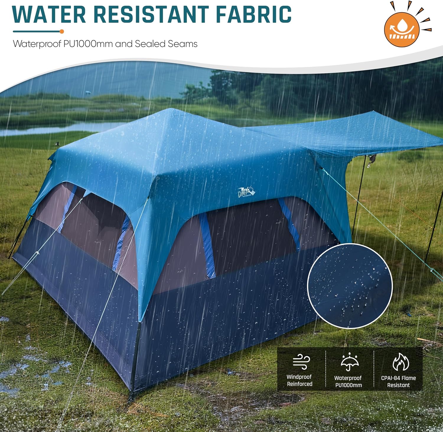 Quick-opening tent family camping tent pop-up camping tent large waterproof tent wourant