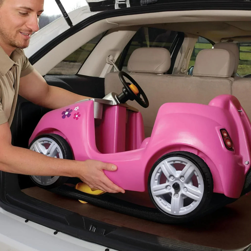 Step2 Whisper Ride II Ride On Push Toy Car Pink Ride On Car with Included Seat Belt Easy Storage wourant