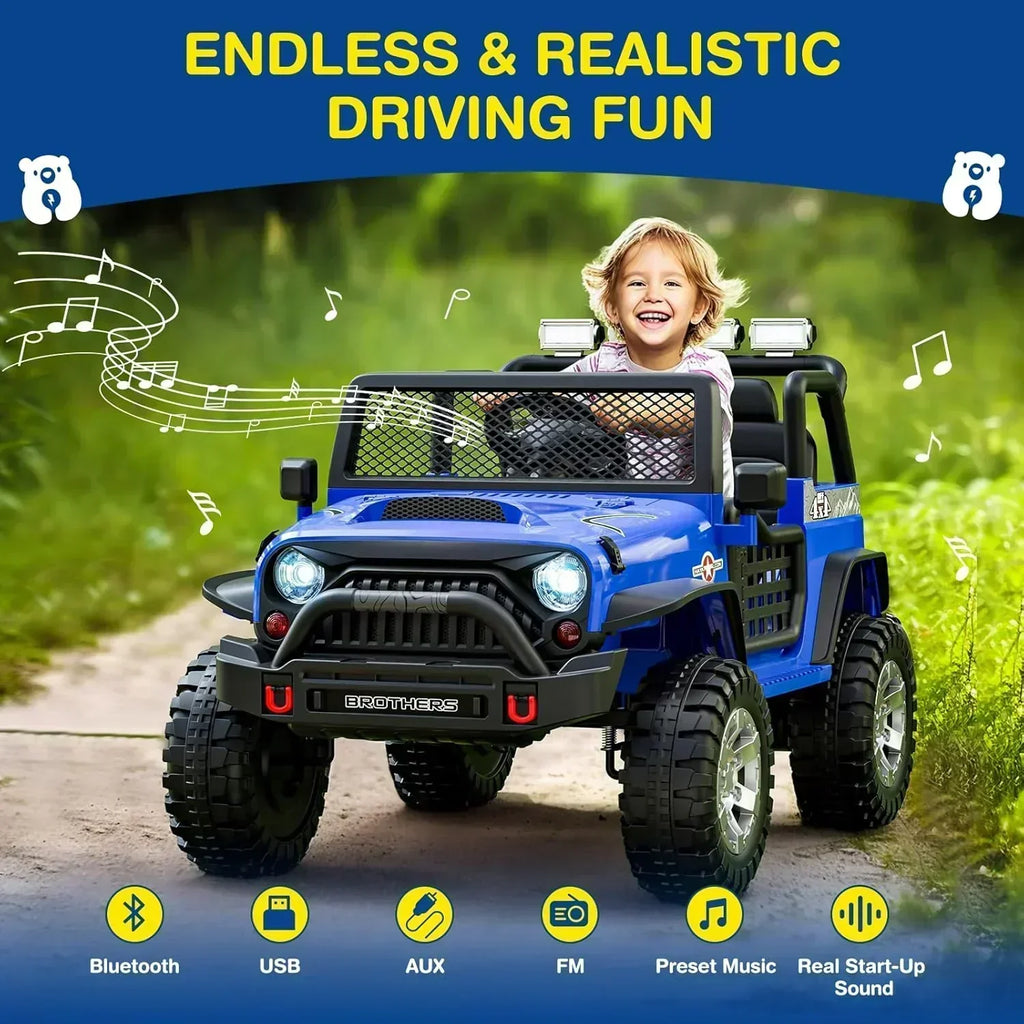 L8 Ride On Car 2 Seater 12V Kids Electric Car Remote Control 4-Wheel Suspension Bluetooth Speaker wourant