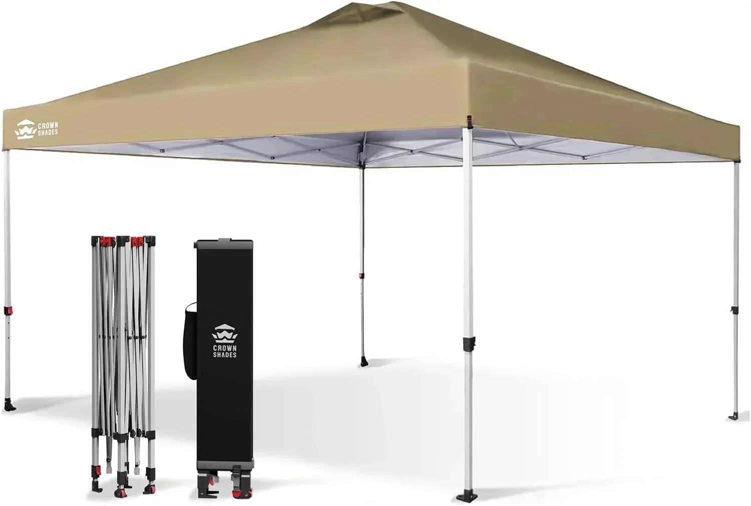 10x10 Pop-Up Awning One-Click Installation Beach Tent Outdoor Sunshade Silver Coated Top wourant