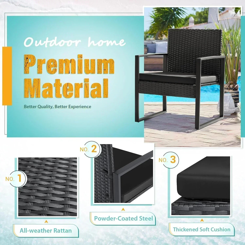 Flamaker 3 Pieces Patio Set Outdoor Wicker Furniture Sets Modern Rattan Chair Conversation Sets wourant