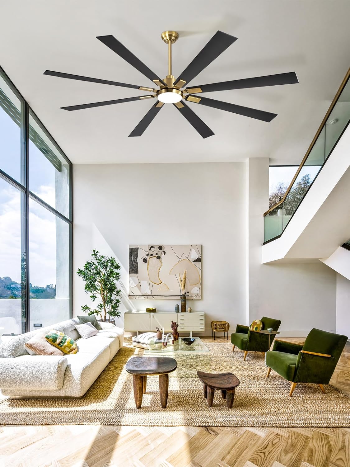 Zmishibo 72-inch large ceiling fan with lighting and remote indoor/outdoor wourant