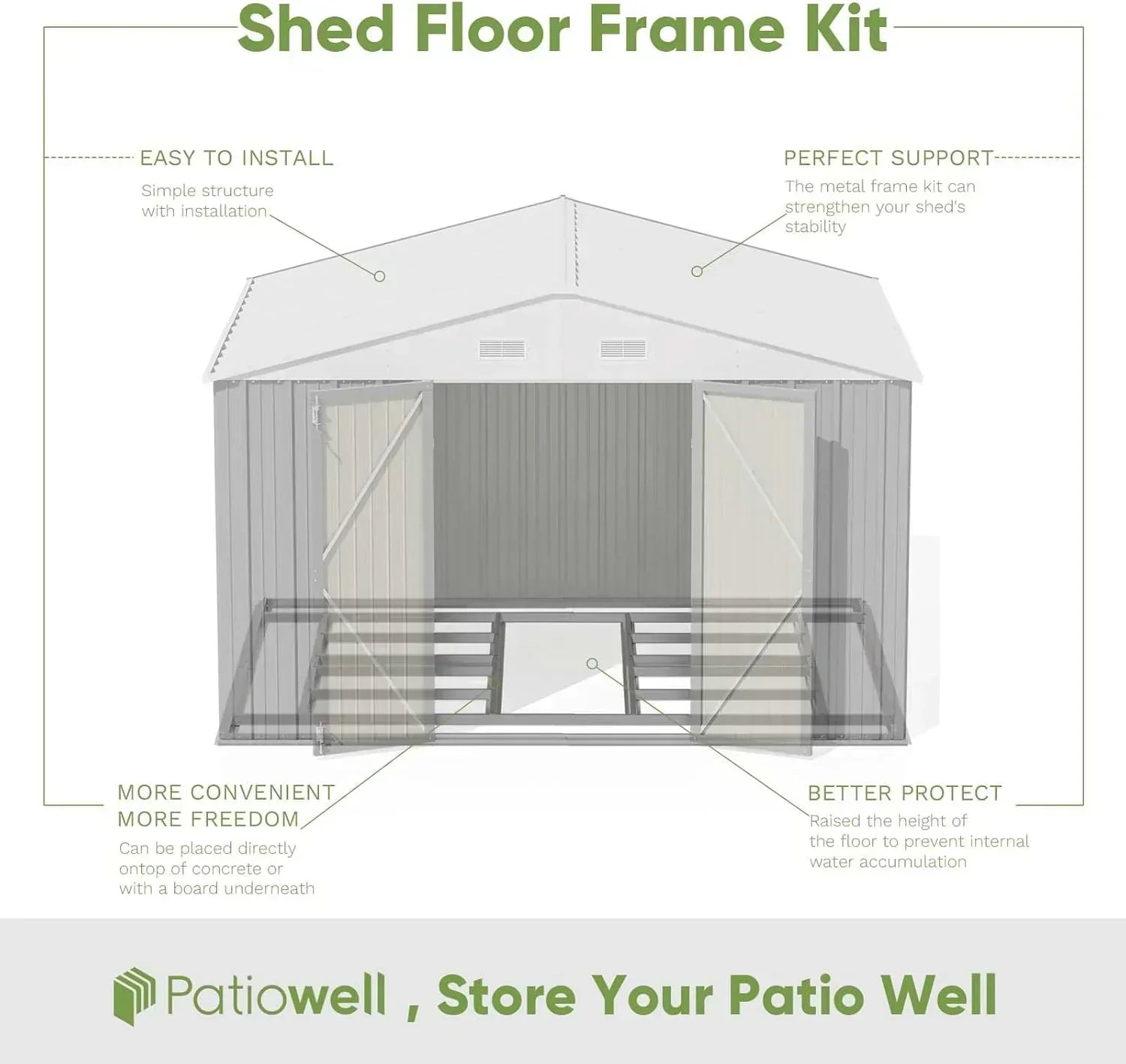 Patiowell 5x3 FT Outdoor Storage Shed Tool Shed with Sloping Roof and Lockable Door Metal Shed wourant