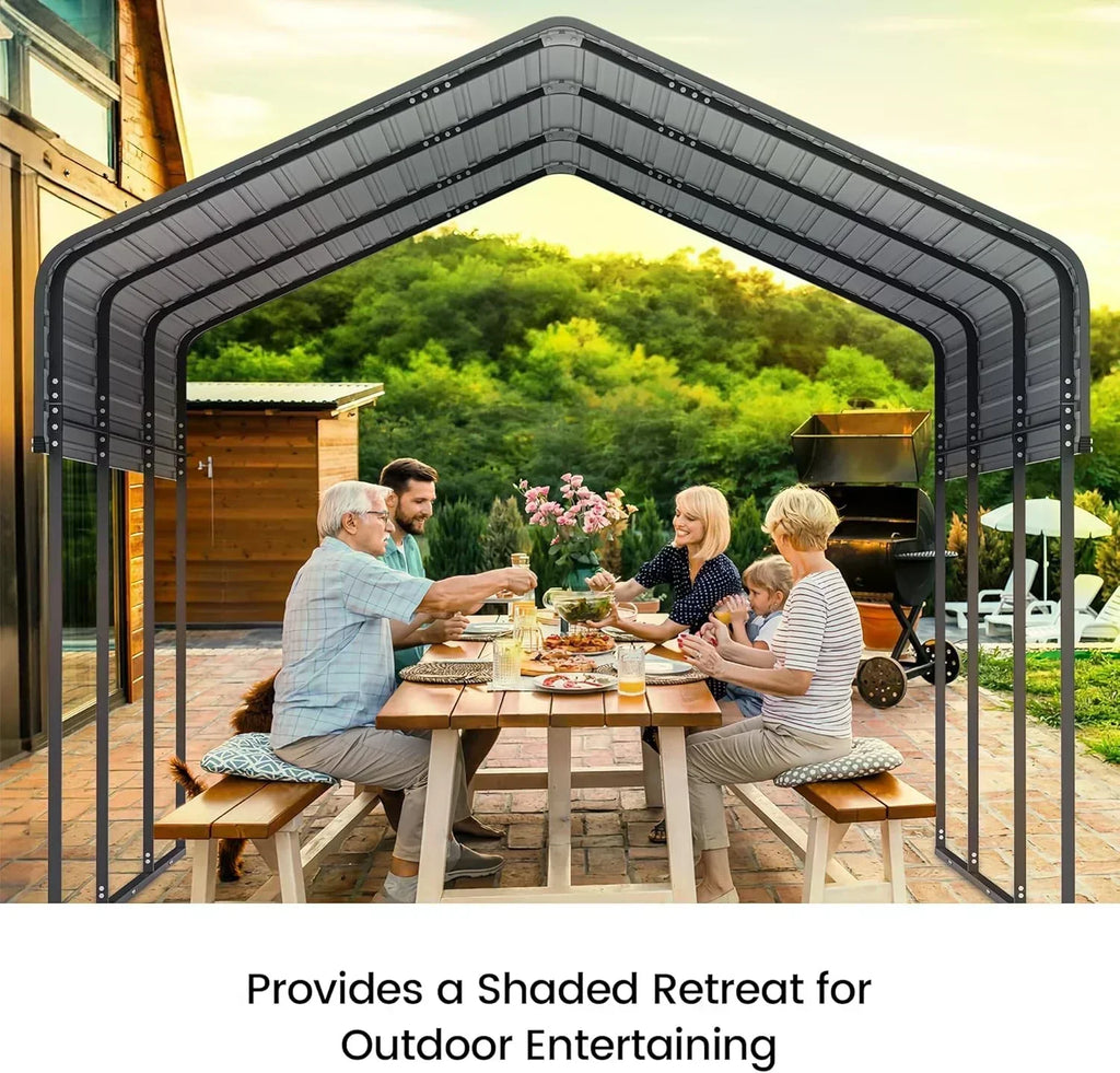 10'x15' Heavy Duty Metal Carport Outdoor Garage Car Shelter Shade with Heavier Frame wourant
