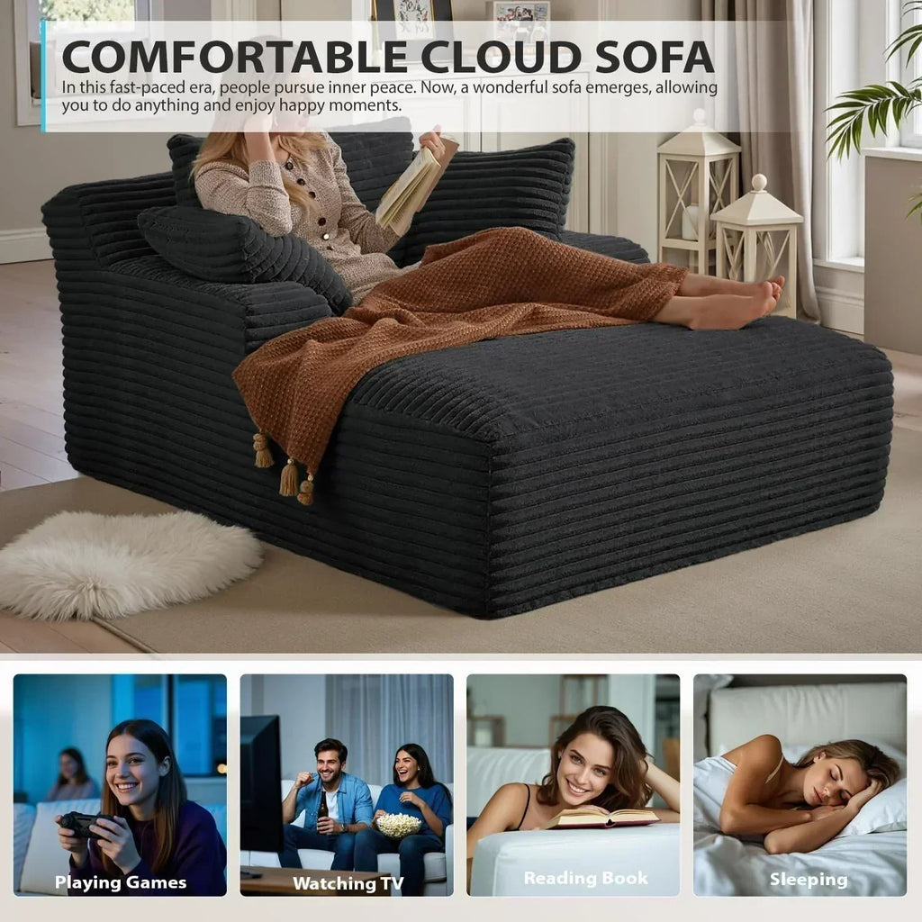 50-inch indoor recliner oversized corduroy upholstered boneless sofa bed deep sleeper sofa wourant