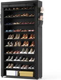 ROJASOP 10 Tier Shoe Rack with Covers Large Capacity Stackable Tall Shoe Shelf Storage wourant