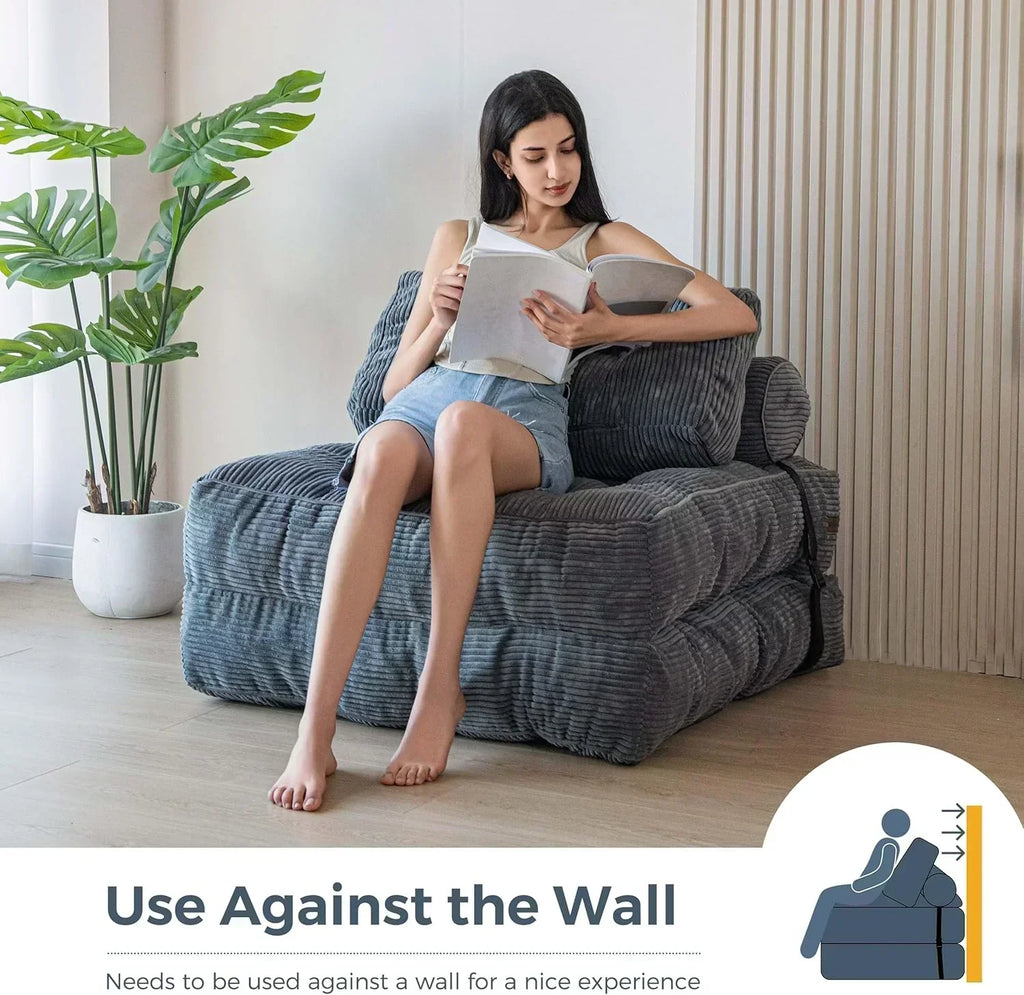 MAXYOYO Folding Sofa Bed Convertible Sleeper Chair with Pillow Foldable Mattress with Back Support wourant