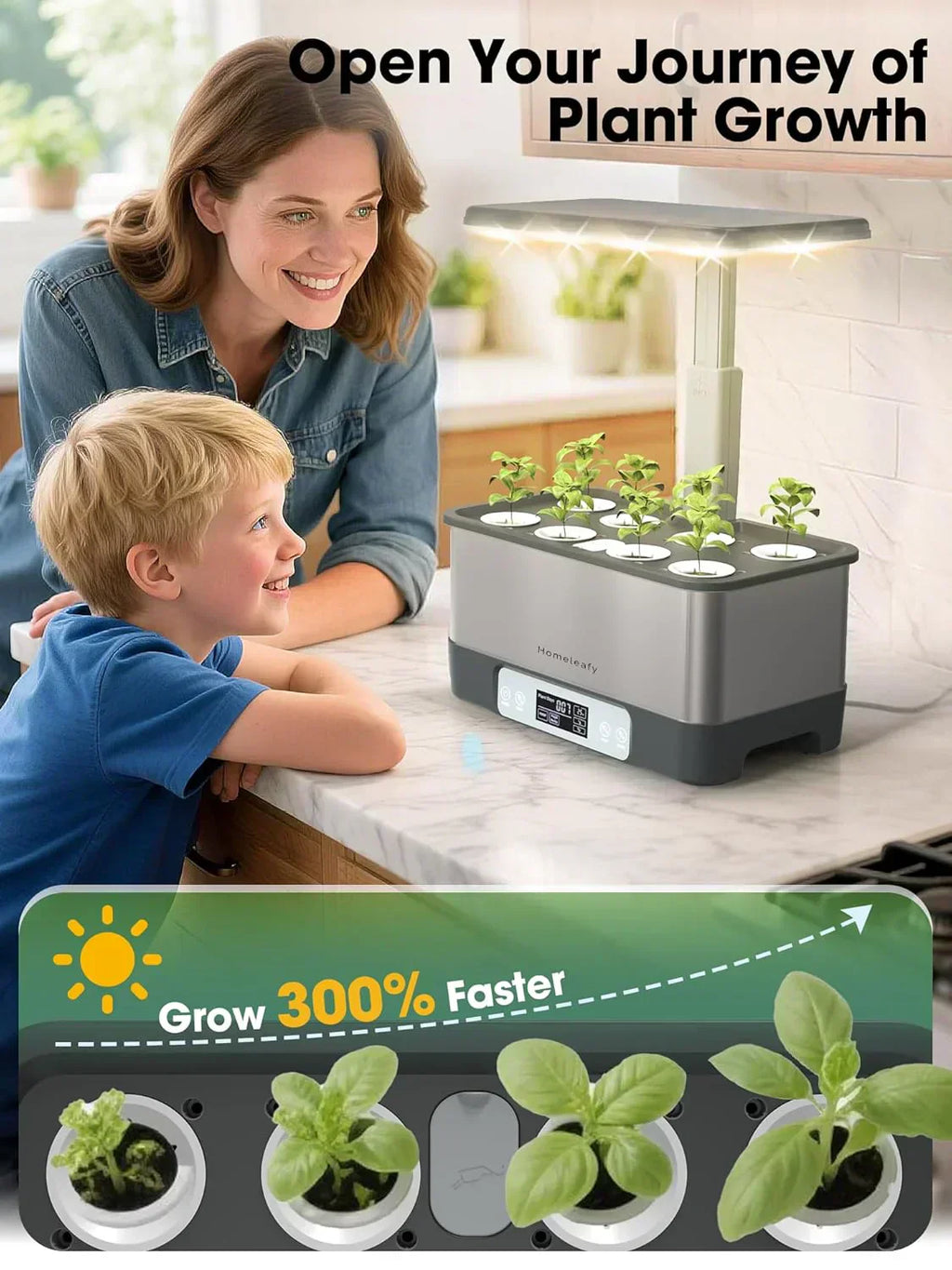 Hydroponic Grow System Kit 8 Smart Indoor Herb Gardens with WiFi App Control Seed Pod Kit wourant