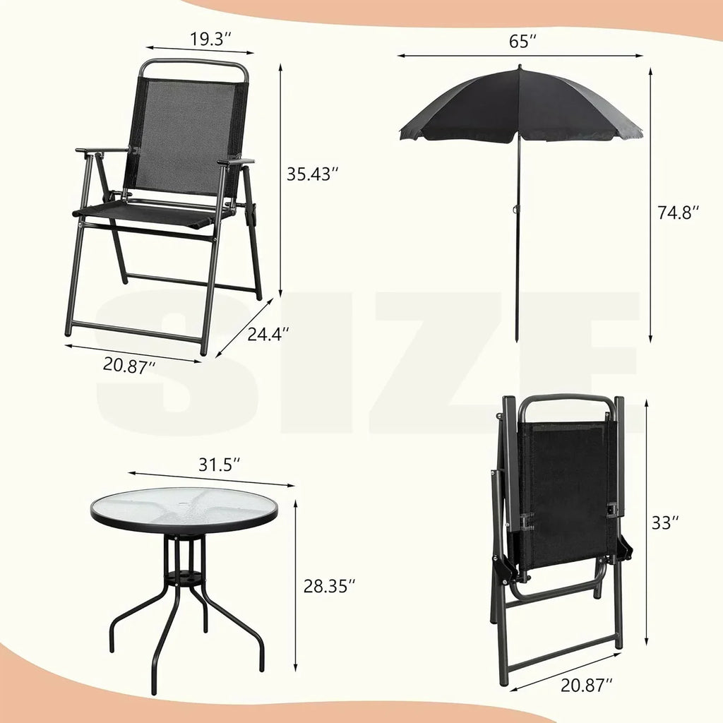 Vongrasig 6 Piece Folding Patio Dining Set Small Metal Outdoor Garden Patio Table and Chair Set wourant
