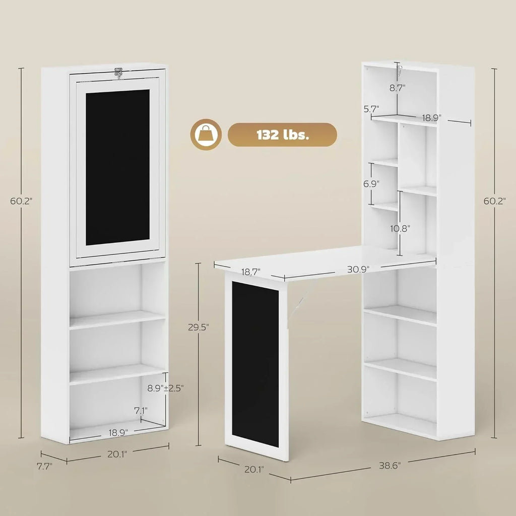 Folding convertible writing desk wall mounted desk cabinet multifunctional home workstation wourant