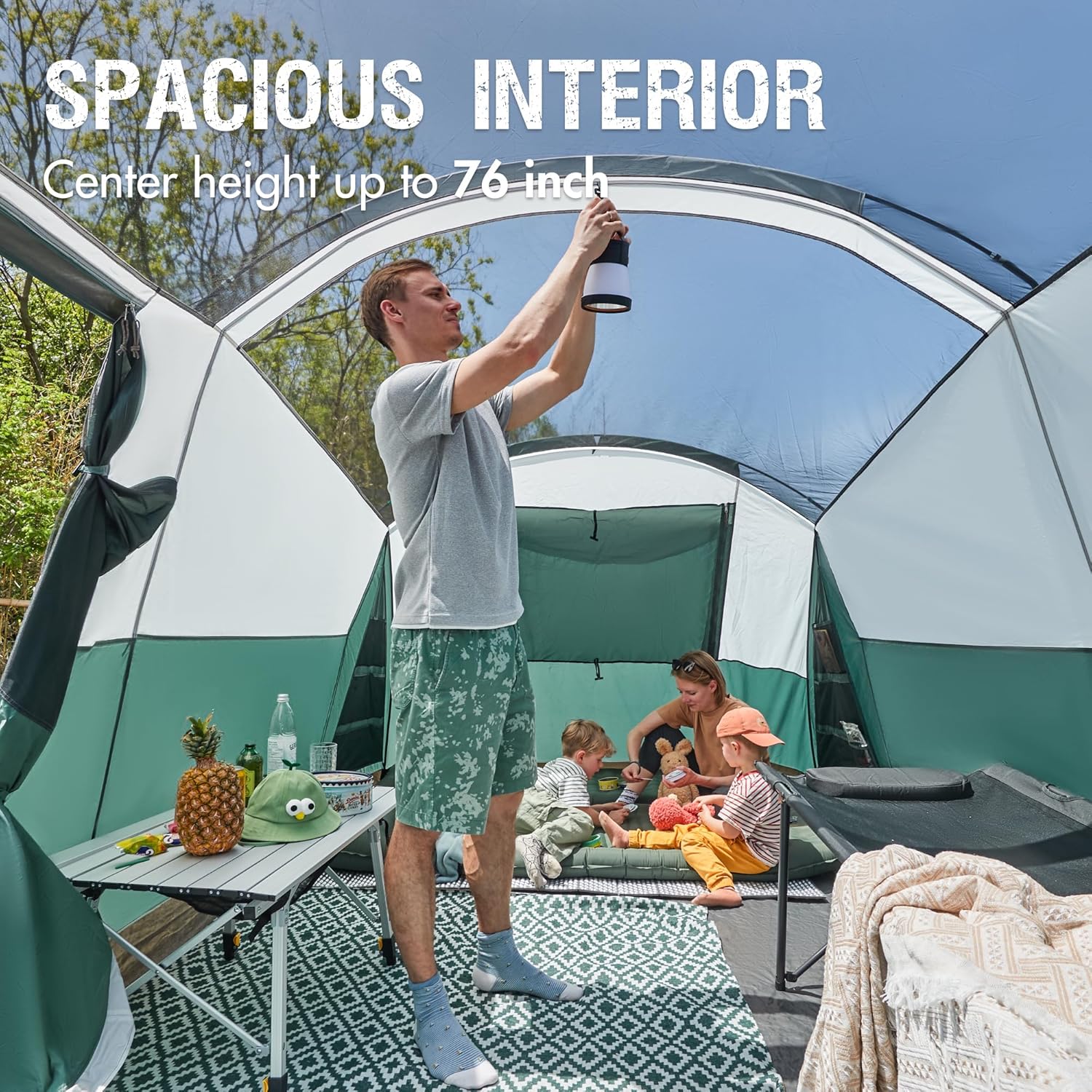 PORTAL 6/8/10 Person Family Camping Tent with Screen Room Water Resistant Big Tunnel Tent wourant
