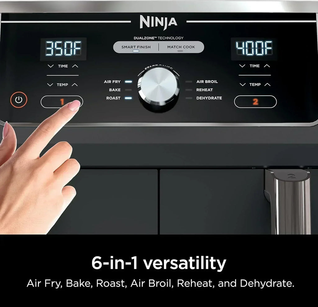 Ninja Foodi 6-in-1 FlexBasket Air Fryer with 7 QT MegaZone Basket Divider for Large Proteins wourant