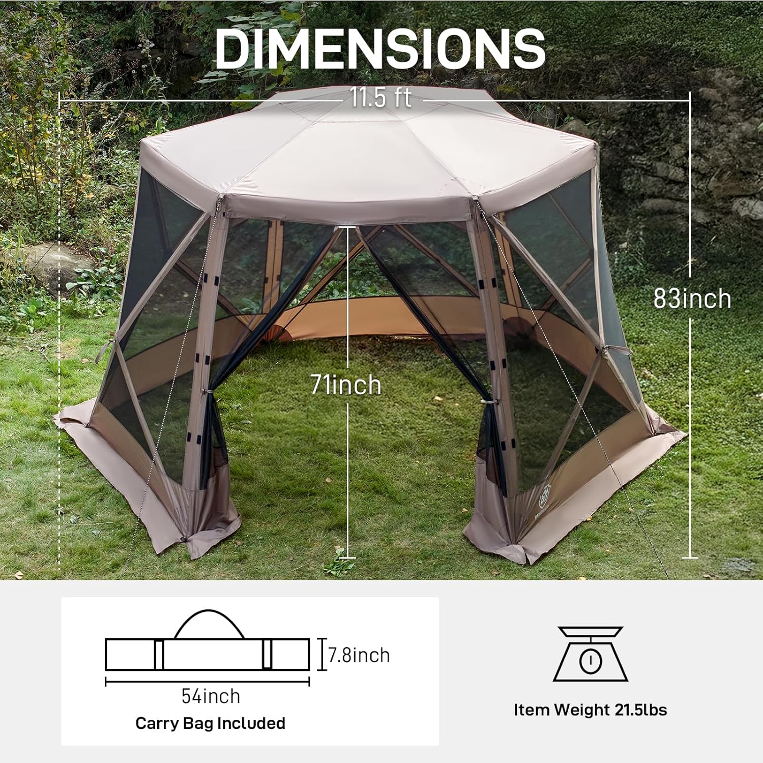 Pop up Screen House Tent for Camping 11.5 x 9.8 ft Instant Screened Gazebo Canopy wourant