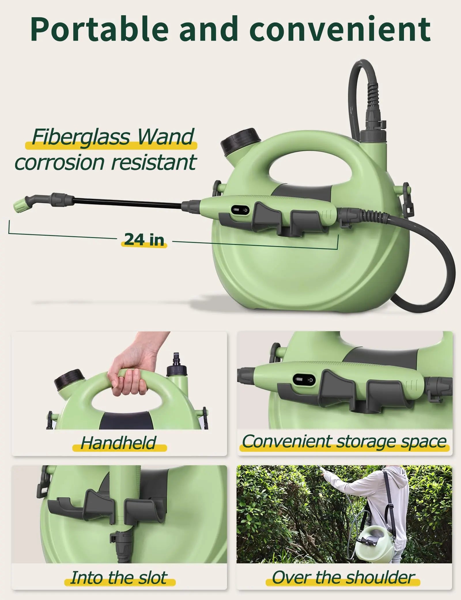 1.35 Gallon Electric Garden Sprayer Telescopic Wand Adjustable Nozzle USB Rechargeable Jumpsub