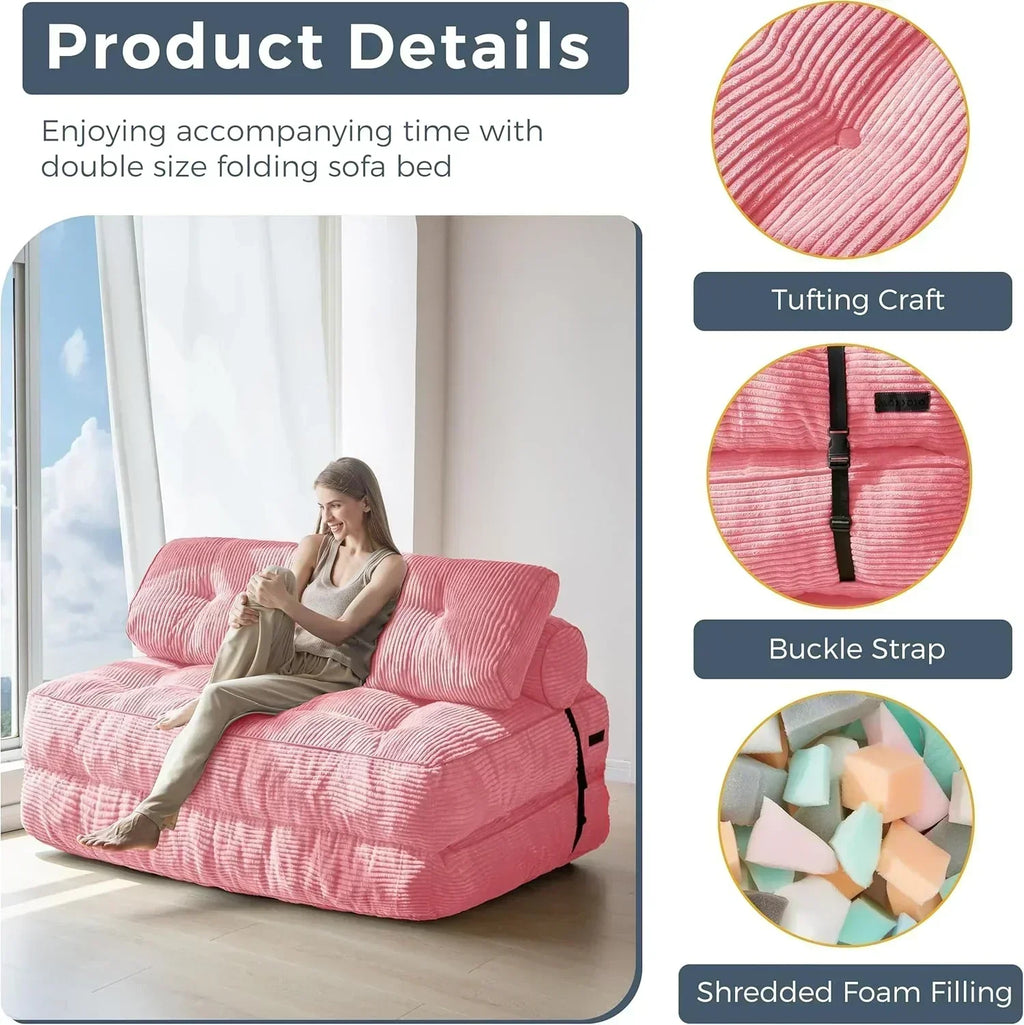 MAXYOYO Folding Sofa Bed Convertible Sleeper Chair with Pillow Foldable Mattress with Back Support wourant