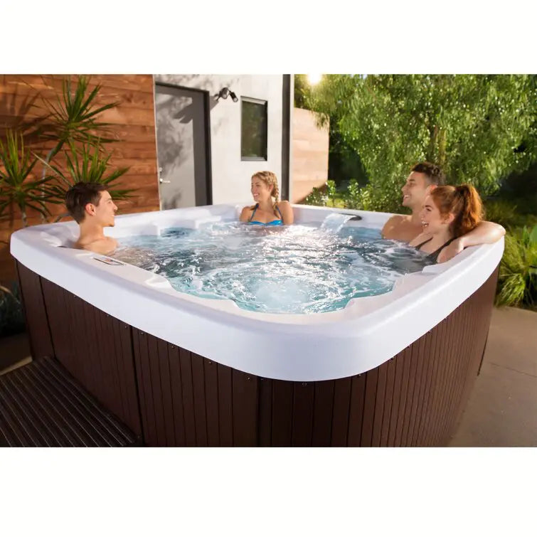 Lifesmart Spas 110 Volt 7 Person 22 Jet Square Plug And Play Hot Tub with Ozonator in Espresso wourant