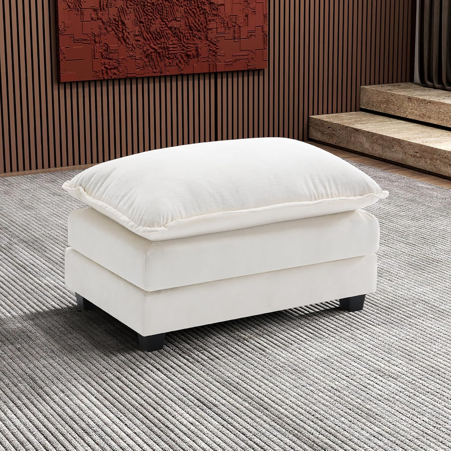 111.4 Inch L Shaped Modern Sofa Modular Cloud Sofa with Ottoman 4 Seater Chenille Deep Seat Sofa wourant