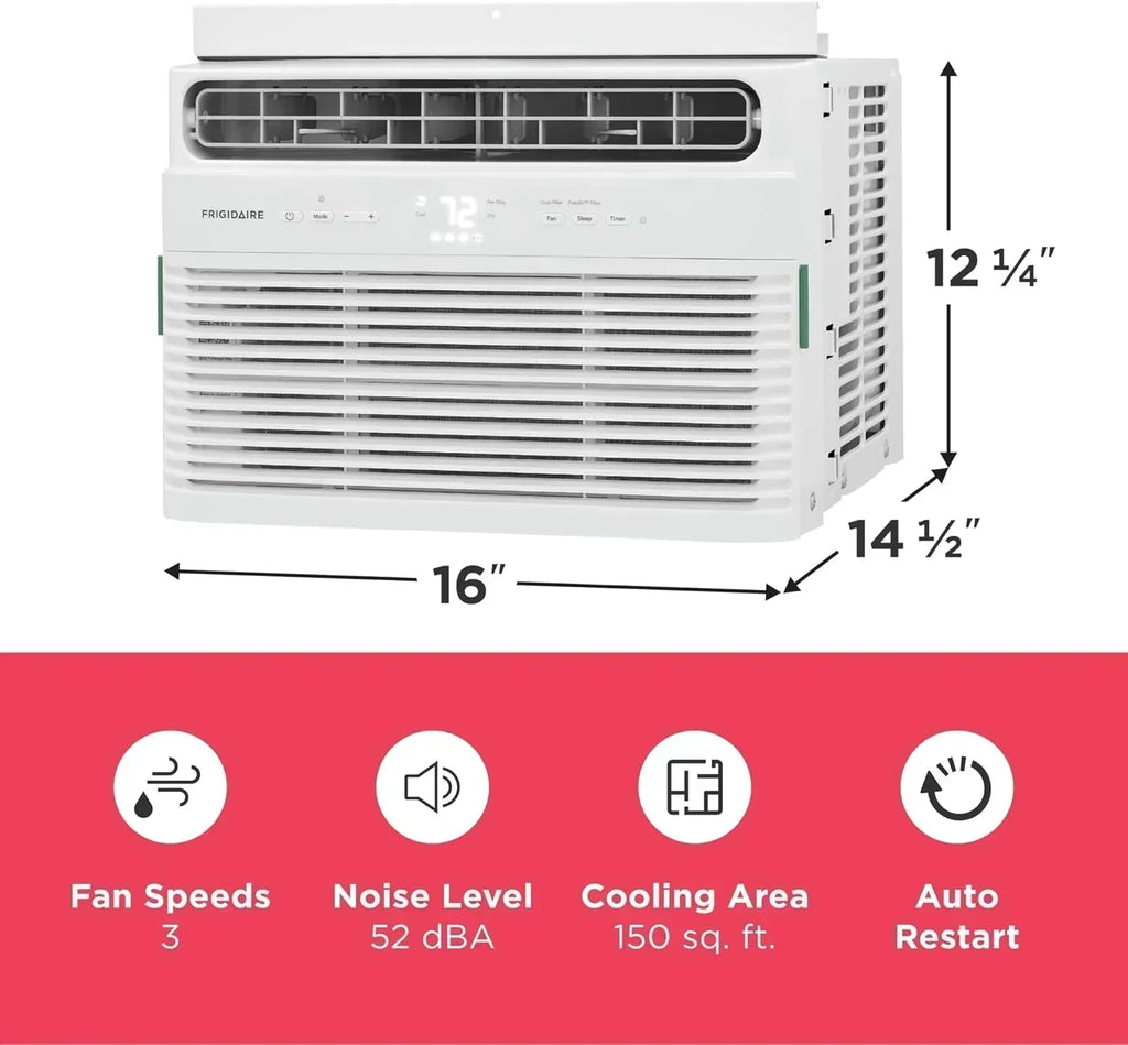 Frigidaire 5,000 BTU Window Air Conditioner Remote Control Cools Up to 150 Sq. Ft. Quiet Operation wourant