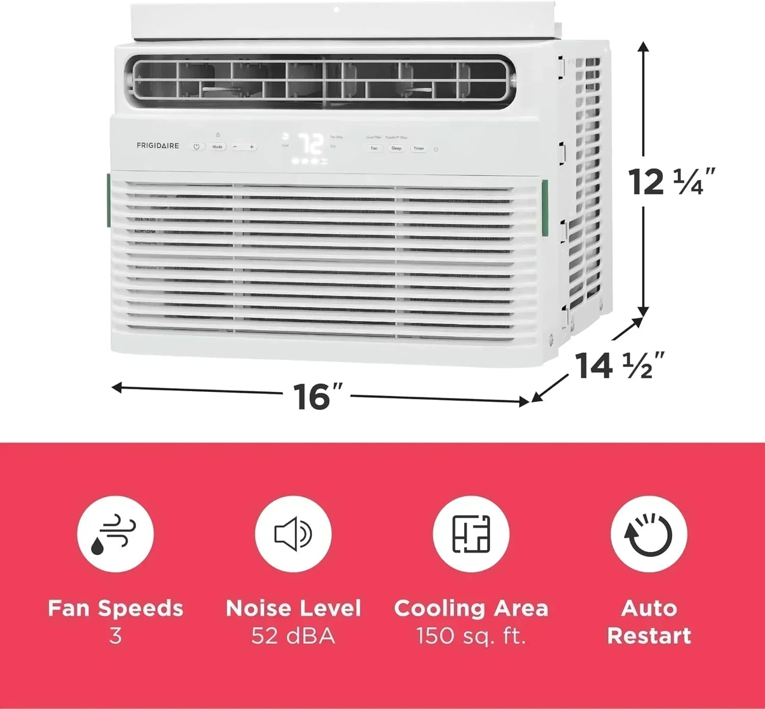 Frigidaire 5,000 BTU Window Air Conditioner Remote Control Cools Up to 150 Sq. Ft. Quiet Operation wourant