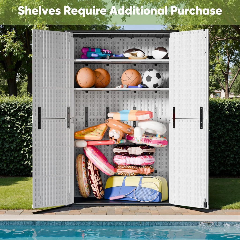 Devoko Outdoor Storage Cabinet 26 Cu Ft with Lockable Doors Horizontal Storage Shed Waterproof wourant