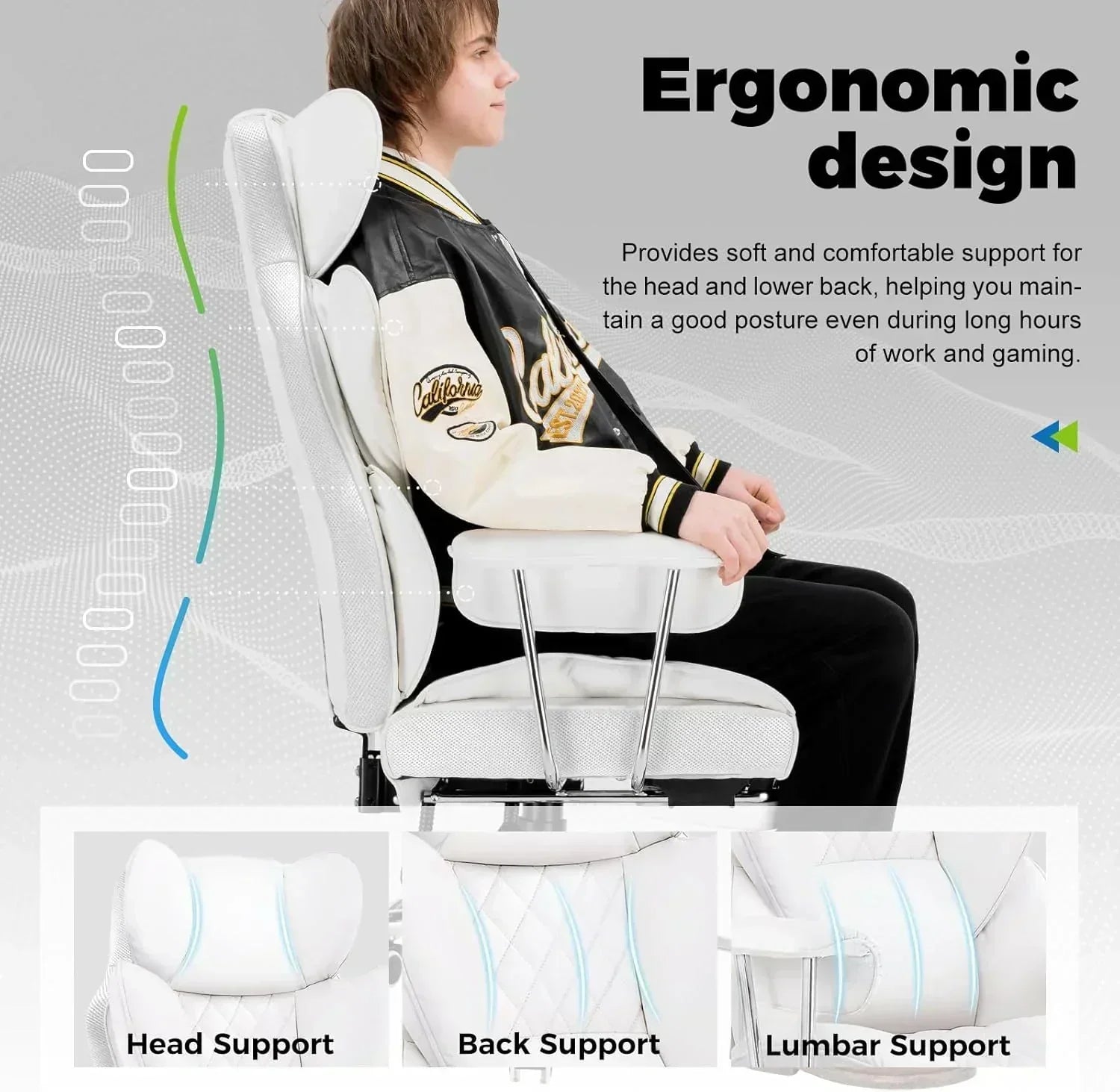 Large high back office chair high back leather gaming chair with footrest wourant