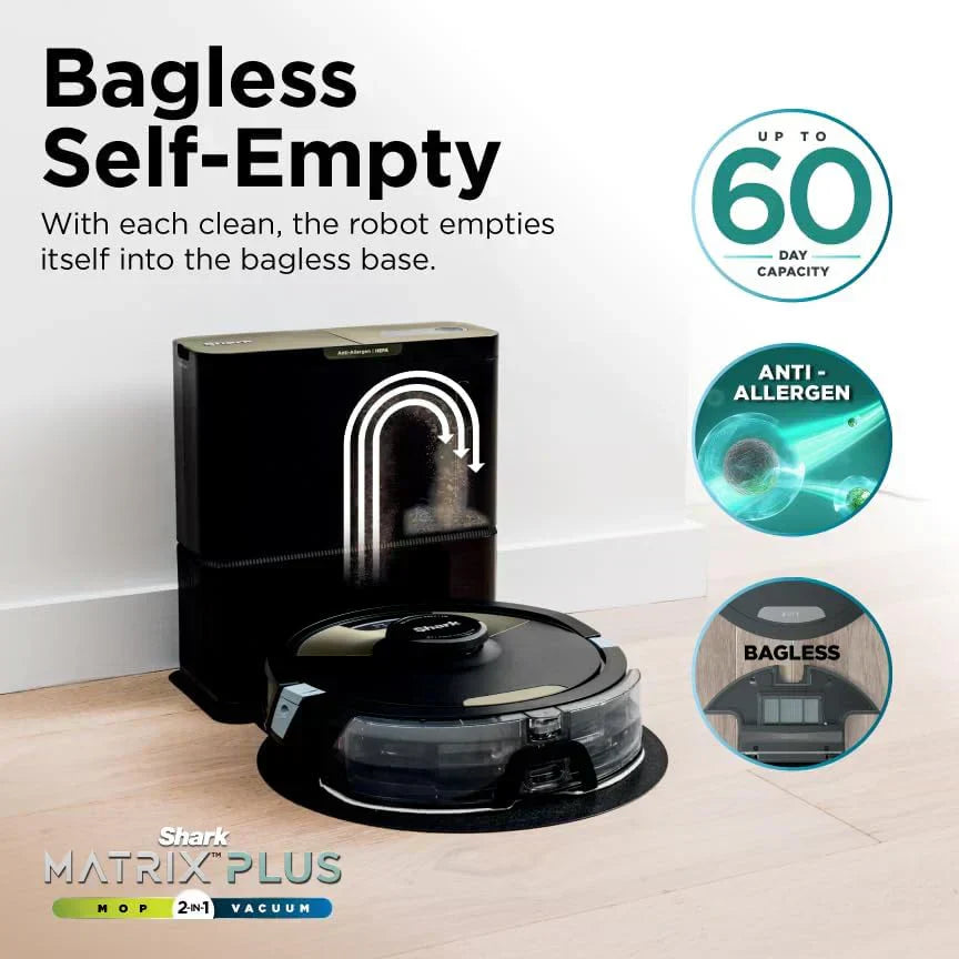 Robot Vacuum & Mop Combo Powerful Suction Matrix Plus 60-Day Debris Capacity wourant