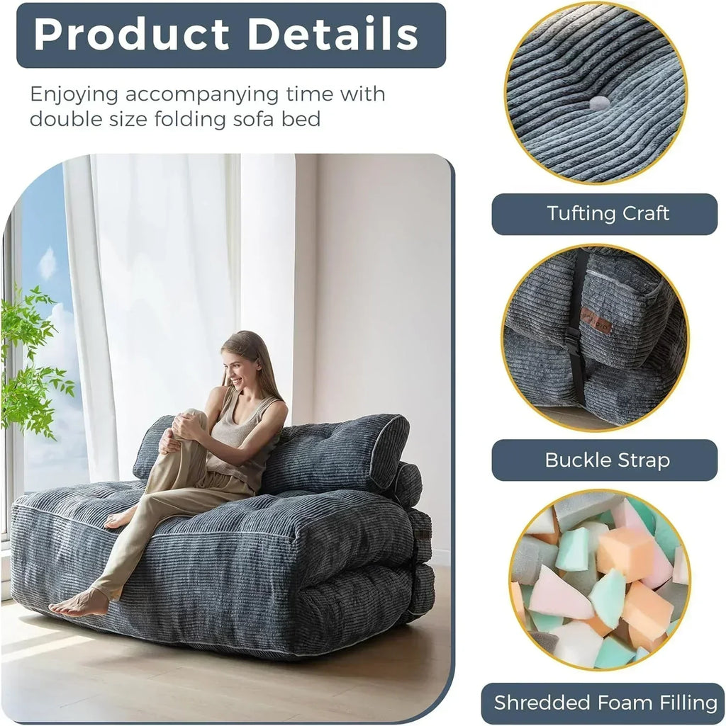 MAXYOYO Folding Sofa Bed Convertible Sleeper Chair with Pillow Foldable Mattress with Back Support wourant