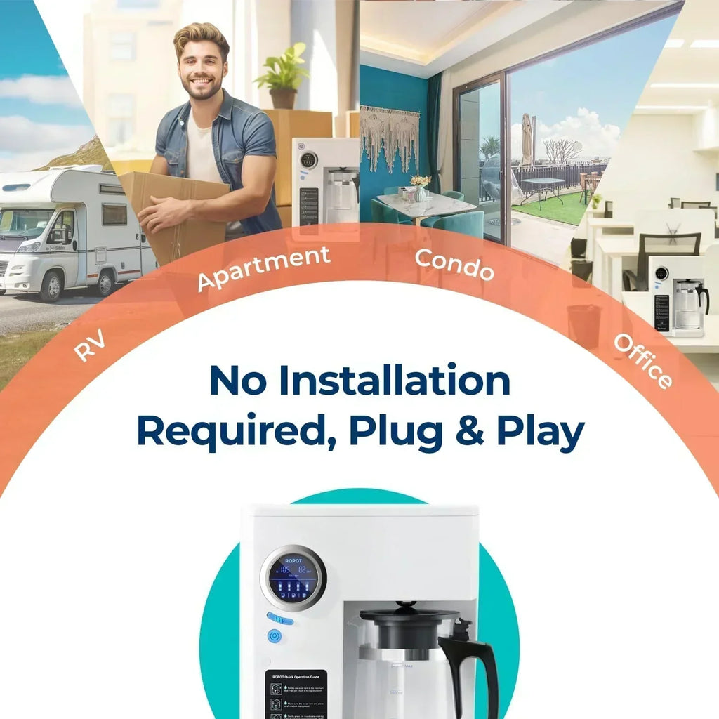 Bluevua RO100ROPOT-UV Reverse Osmosis System Countertop Water Purifier 6-stage purification wourant
