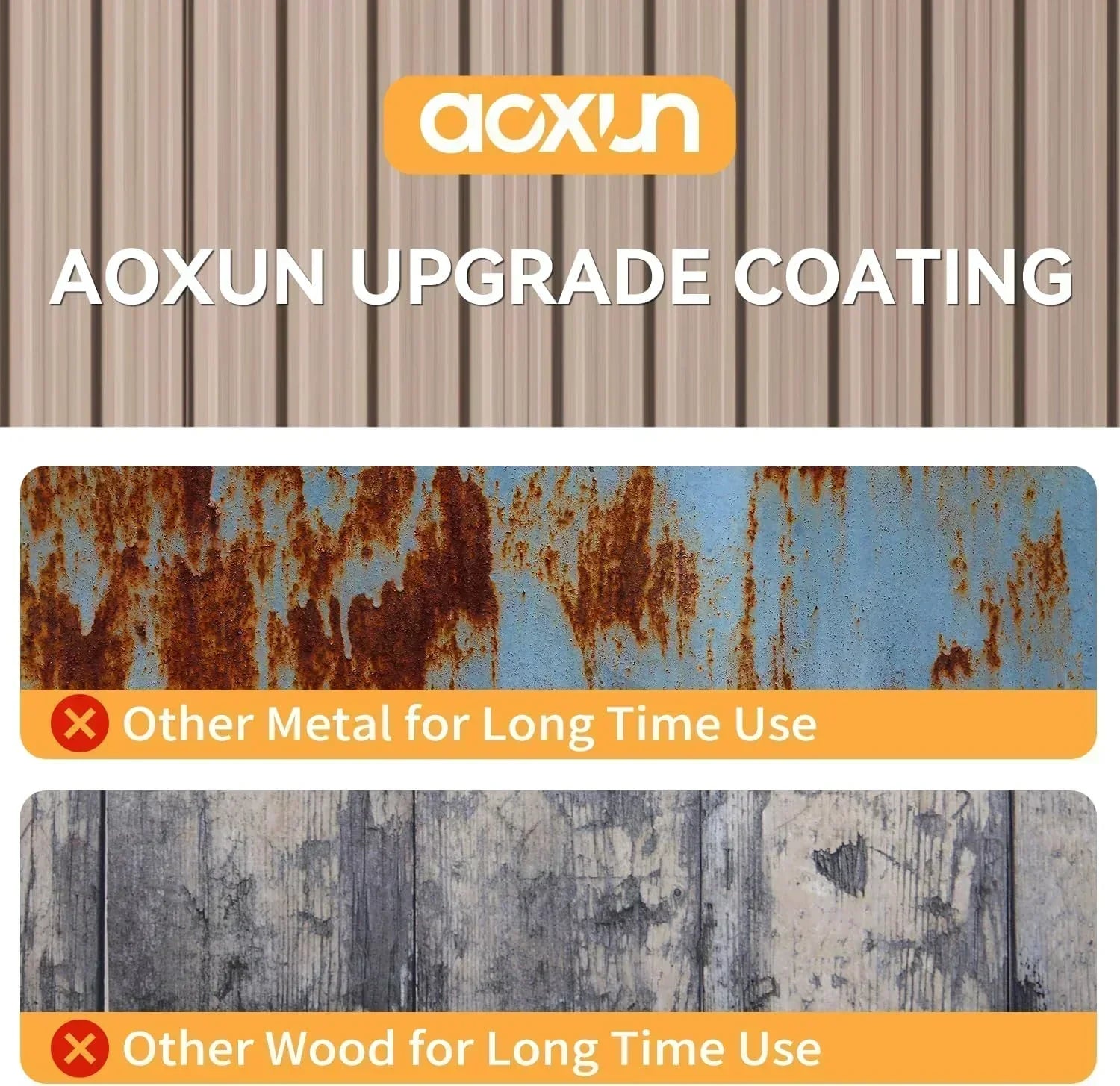 Aoxun 12x10 FT Shed Metal Outdoor Waterproof Storage Shed Steel Utility Garden Tool Shed wourant