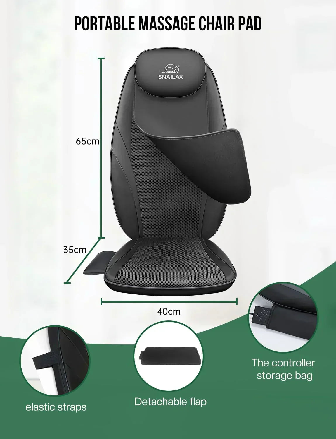 Snailax Shiatsu Massage Cushion with Heat Massage Chair Pad Kneading Back Massager for Home wourant
