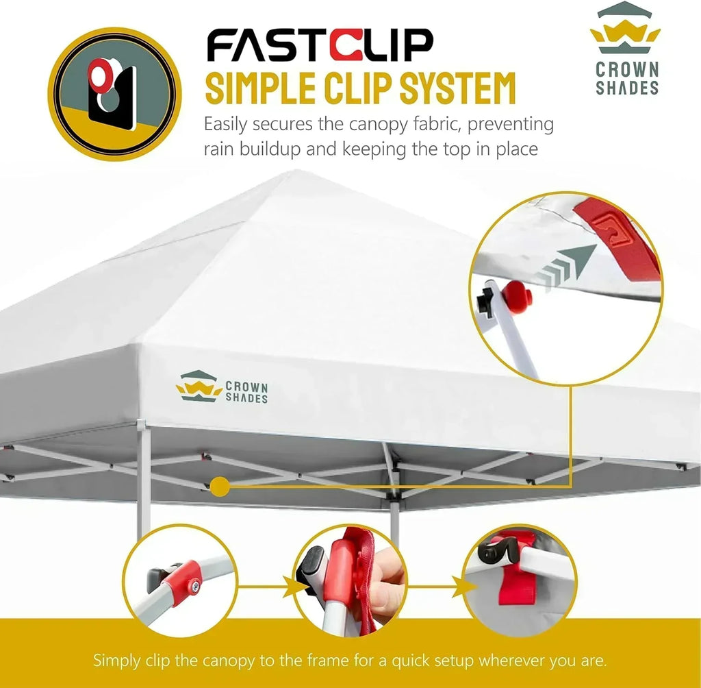 10x10 Pop-Up Awning One-Click Installation Beach Tent Outdoor Sunshade Silver Coated Top wourant