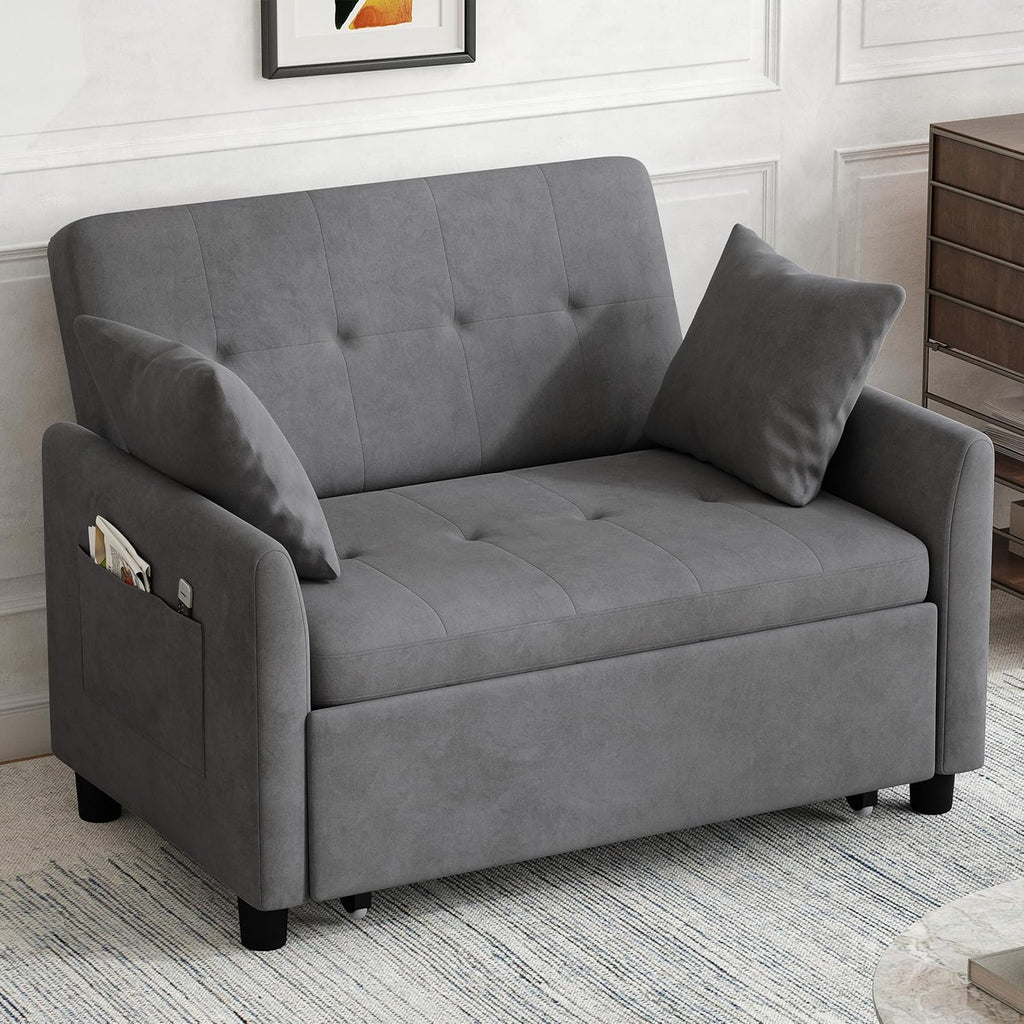 Sleeper Sofa Bed 3 in 1 Convertible Sleeper Couch Bed Pull Out Small Loveseat Sofa wourant